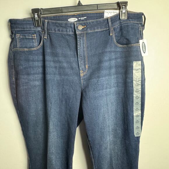 NWT Old Navy Women Pop Icon Skinny Jeans Dark Blue Size 20 Straight Leg Mid Rise - Picture 3 of 7